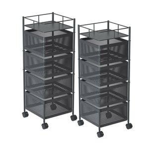 SOGA 2X 4 Tier Steel Rotating Cart with Wheels