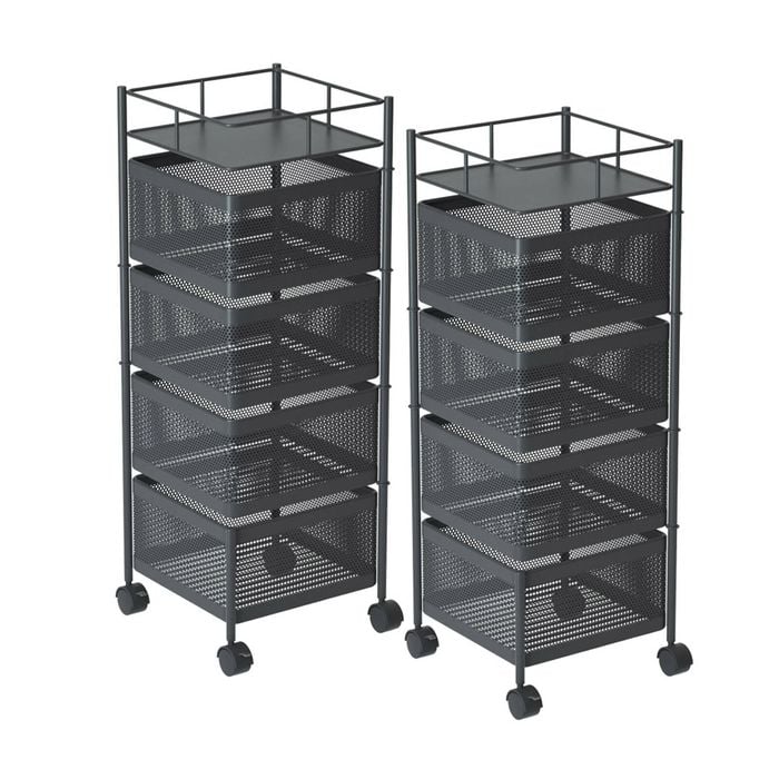 SOGA 2X 4 Tier Steel Rotating Cart with Wheels