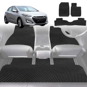 6D Diamond Car Floor Mats for Hyundai i30 2007-2012-Full Set-Black-Outback GT