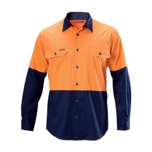 Hard Yakka Orange / Navy Koolgear Long Sleeve Shirt - Size 2XL