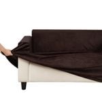 Sherwood Home Premium Faux Leather Dark Brown 2 Seater Couch Sofa Cover