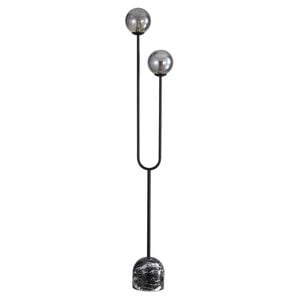 Oriel Lighting Tropez Decorative Floor Lamp With Smoke Glass Spheres Black