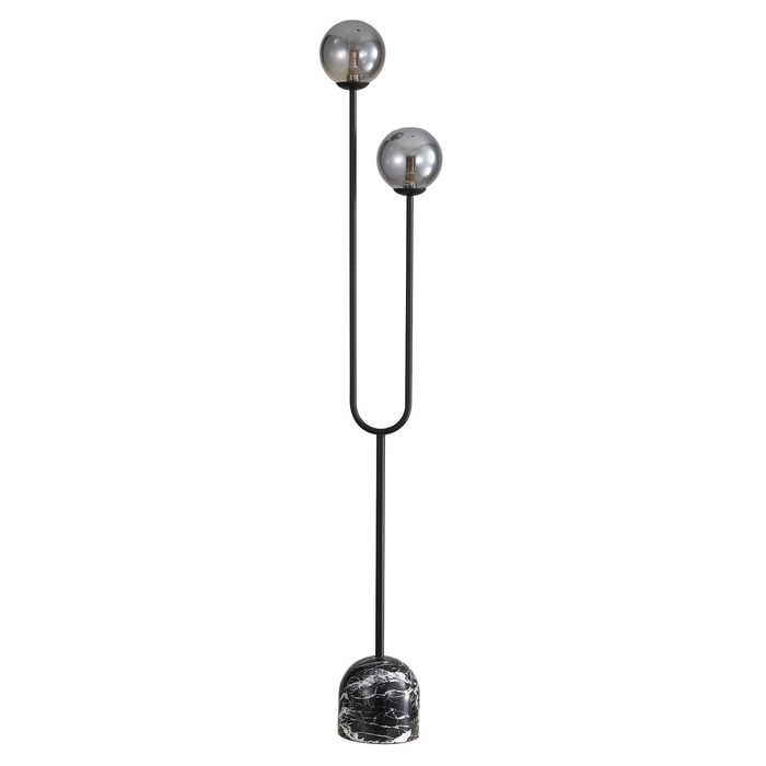 Oriel Lighting Tropez Decorative Floor Lamp With Smoke Glass Spheres Black
