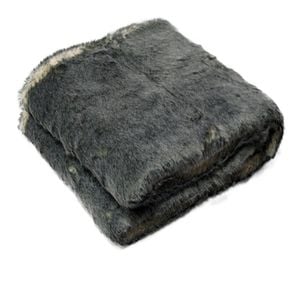 Faux Fur Animal Assorted Throw Rug Grey Husky