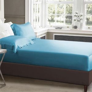 Luxor Double Aquamarine 1000TC Silk Silky Feel Satin Fitted Sheet+Pillowcase