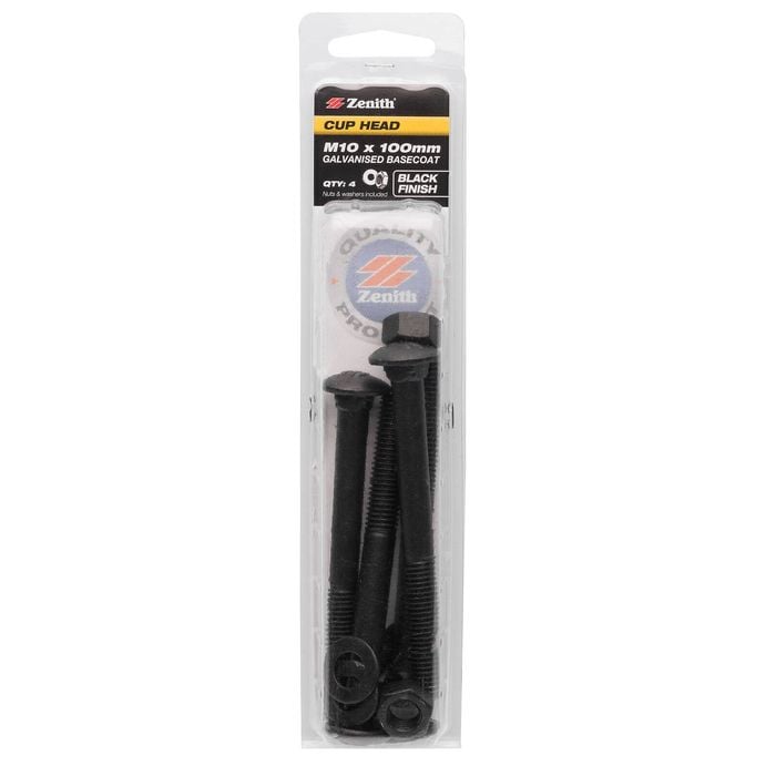 Zenith M10 x 100mm Black Cup Head Bolt - 2 Pack