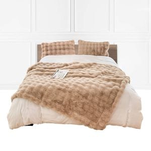 SOGA 200cm Light Camel Fur Throw Blanket