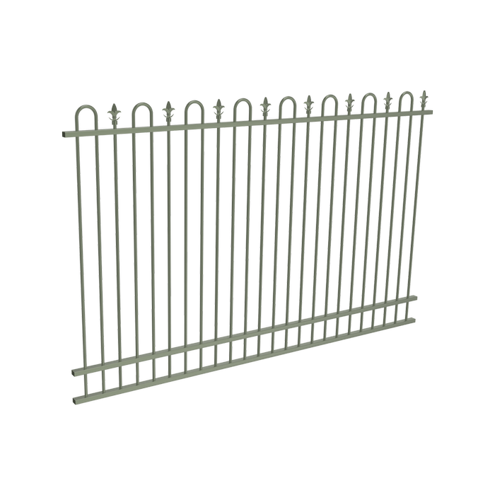 ProtectorAl 1201 - 2399 x 1500mm Pale Eucalypt Aluminium Loop And Spear Pool Fence Panel With Mid Rail