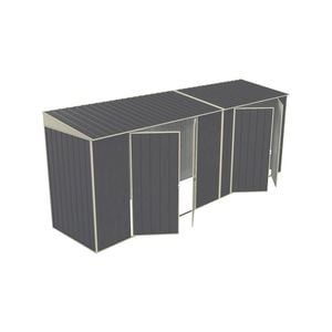 Build-a-Shed 1.2 x 5.2 x 2.0m Skillion Double Plus Dual Double Hinged Side Doors Shed - Grey