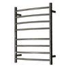 Hotwire 80W 700 x 530mm Brushed Nickel 8 Bar Curved Round Heated Towel Rail with Timer
