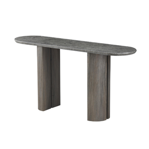 Raimon Furniture Devika Glossy Artificial Marble Effect Hallway Console Table Grey