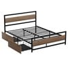 Artiss Bed Frame Double Size Metal Frame With 2 Drawers Drew
