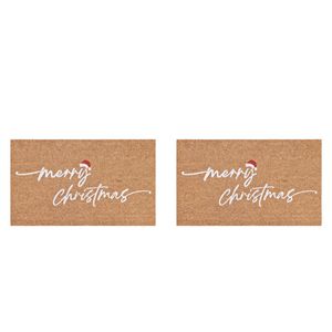 2PK J.Elliot Home PVC Backed Coir Mat 45x75cm Merry Christmas