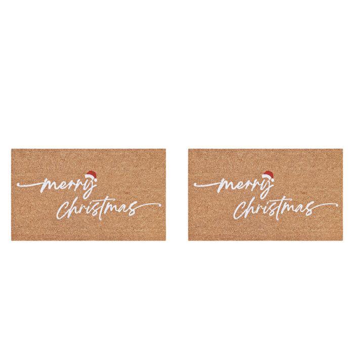2PK J.Elliot Home PVC Backed Coir Mat 45x75cm Merry Christmas