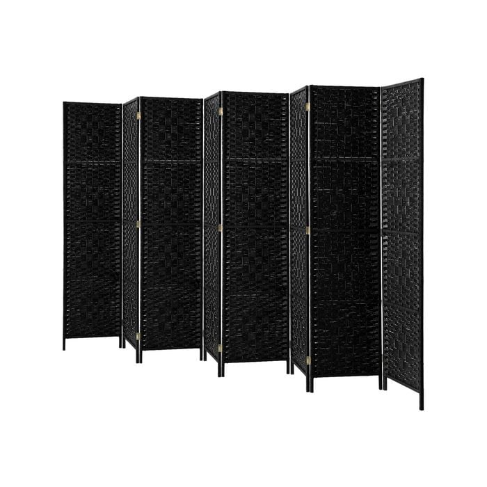 Oikiture 8 Panel Room Divider Screen Privacy Timber Black