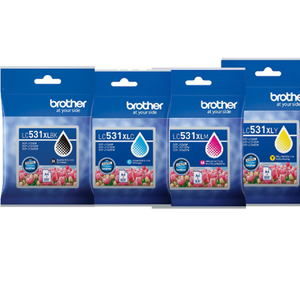 4x Pack Brother LC531XL BK/C/M/Y High Yield Original Ink Cartridges