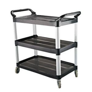 Caterrax Utility Trolley Black Plastic 3 Shelves 845x430x950mm
