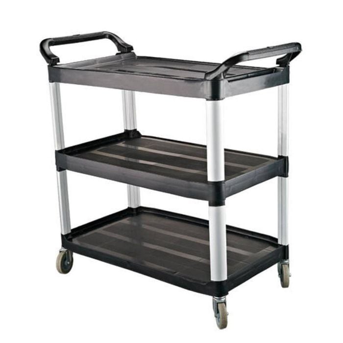 Caterrax Utility Trolley Black Plastic 3 Shelves 845x430x950mm