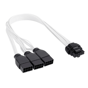 ZG Premium Individually Sleeved 3*8pin to 12+4pin PCIe 5.0 Gen5 600W Cable White
