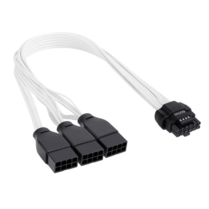 ZG Premium Individually Sleeved 3*8pin to 12+4pin PCIe 5.0 Gen5 600W Cable White
