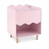 Costway Bedside Table End Nightstand Wood Leg Toy Organizer Pink