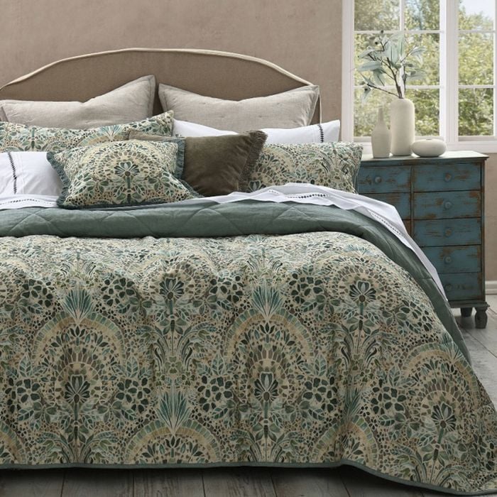Mm Linen Andora Cotton/linen Mosaic Art Coverlet Bed Set King