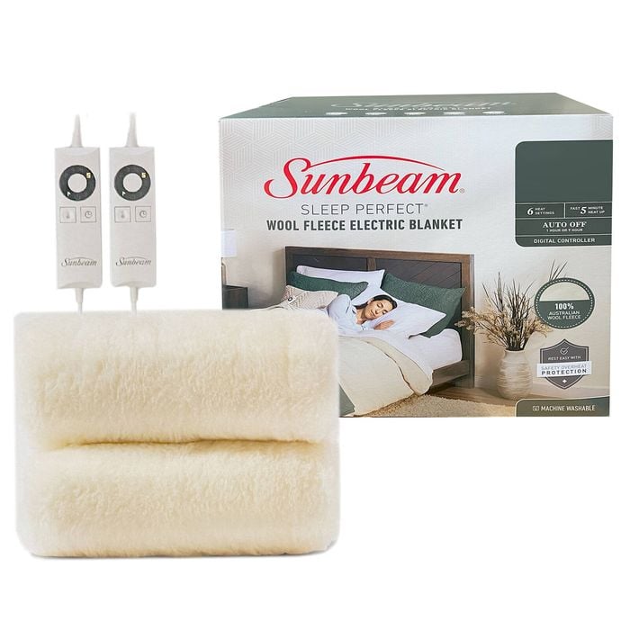 Sunbeam Fitted Size Super King Electric Blanket Wool Fleece