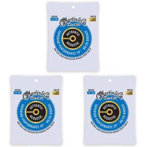 3PK Martin Guitar MA150 Authentic Acoustic Strings 80/20 Bronze Medium