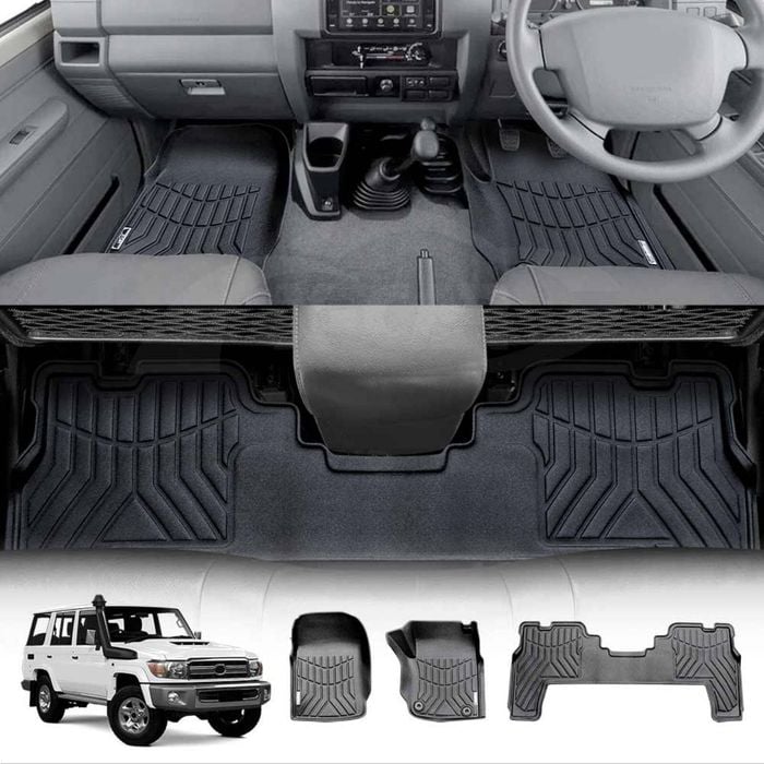 3D Floor Mats for Toyota Landcruiser 79/76 Series Dual Cab 2012-2022 Customized All Weather Mat
