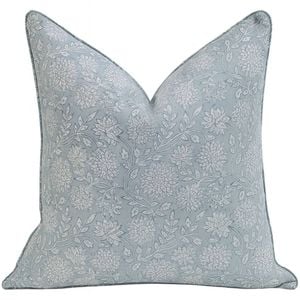 Kolka Pastel Grey Floral Luxurious Soft Cotton Voile Decorative Cushion - Grey - Grey | 50 cm x 50 cm | 100% cotton voile