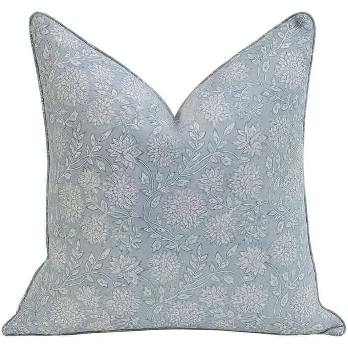 Kolka Pastel Grey Floral Luxurious Soft Cotton Voile Decorative Cushion - Grey - Grey | 50 cm x 50 cm | 100% cotton voile