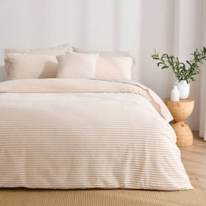 Dreamaker Embossed Fleece Quilt Cover Set Vanilla Single Bed