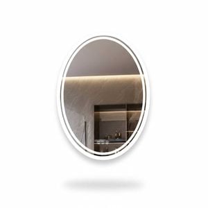 P&P Silver Oval LED Bathroom Mirror Anti Fog Backlit Touch Control Design