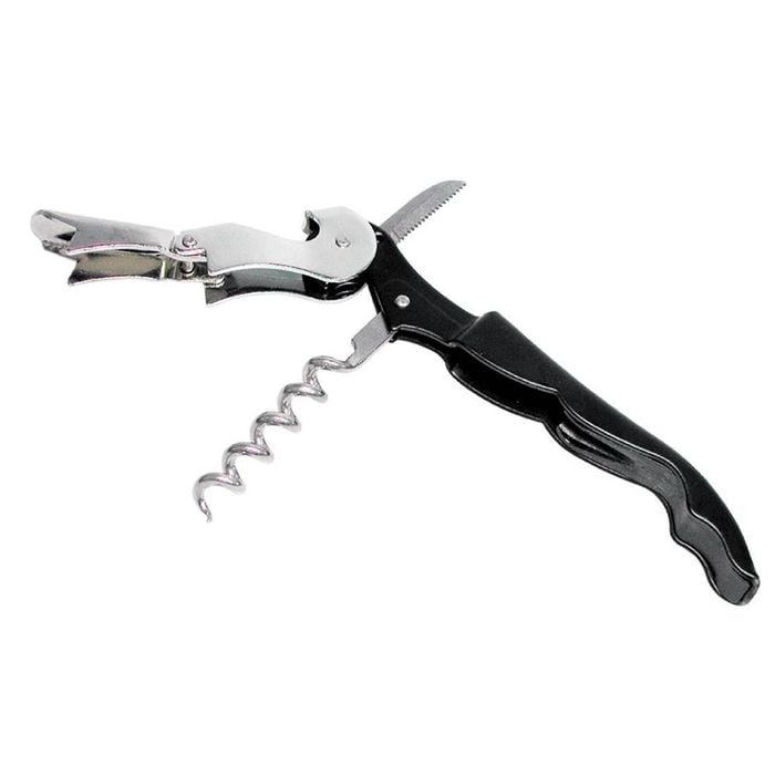 Beaumont Double Reach Corkscrew Waiters Friend Black 122mm Bar Bottle Opener Foil Cutter