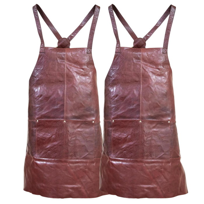 2x Pierre Cardin Professional Leather Apron Butcher Woodwork  Barber Chestnut
