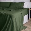 Bedding Co. Flat Sheet 100% French Flax Linen Breathable Olive Queen
