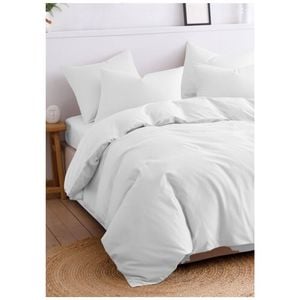 The Lighthouse Washed Cotton Quilt Duvet Cover Bedding Set King Bed White