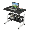 Provecta Black Adjustable Mobile Desk with Storage Racks and Lockable Wheels – 69–90cm Height