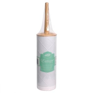 Sabco White Pressed Metal Toilet Set With Bamboo Handle