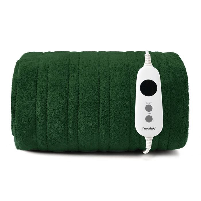 Dreamaker Kingston Coral Fleece Washable Electric Heated Throw Blanket Eden Green 130x160cm | Overheat Protection & Auto-off