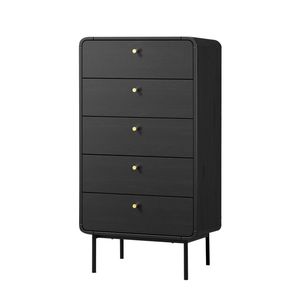 Oikiture 5 Chest of Drawers Tallboy Dresser Black