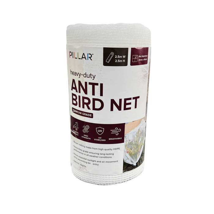 Pillar 2.5 x 2.5m White Heavy Duty Anti Bird Net