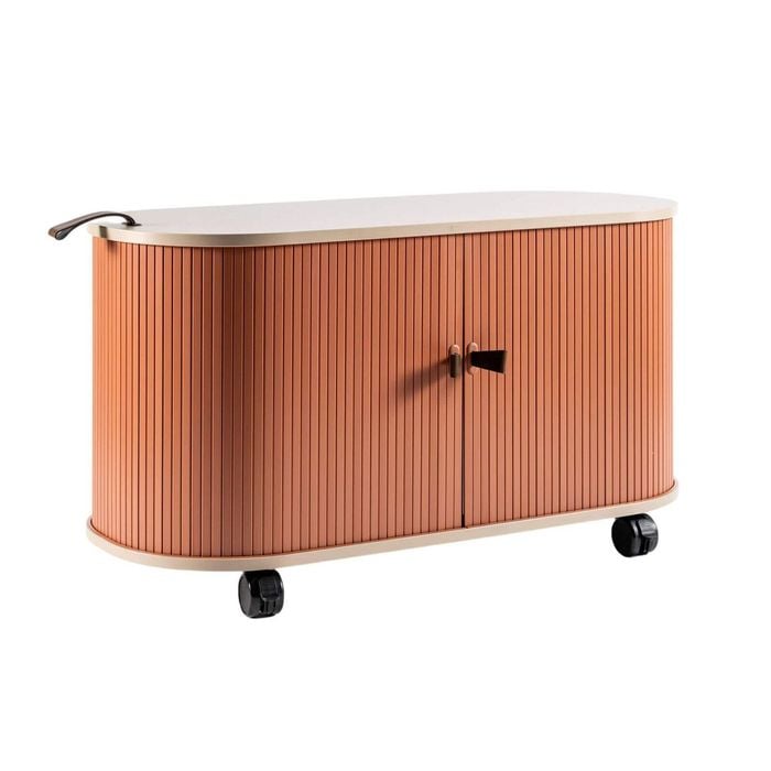 UFOU Fitin Rollin Mobile Roller Shutter Cabinet Storage with Adjustable Shelves & Wheels