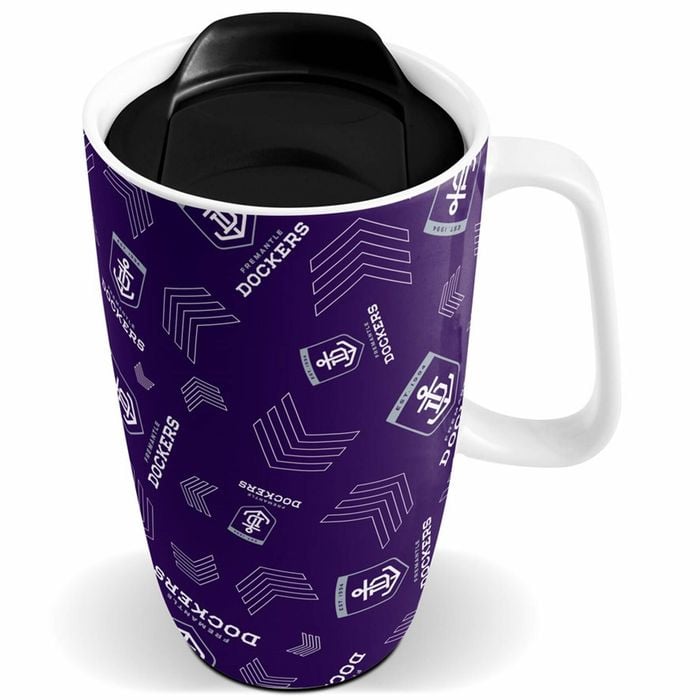 Fremantle Dockers AFL Ceramic Travel Coffee Mug Cup With Handle