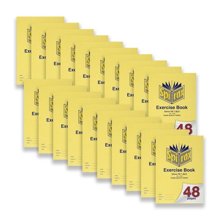 20pc Spirax 203 Exercise Book A4 24mm Yr 1 Qld 48-pages Writing Notebook Yellow