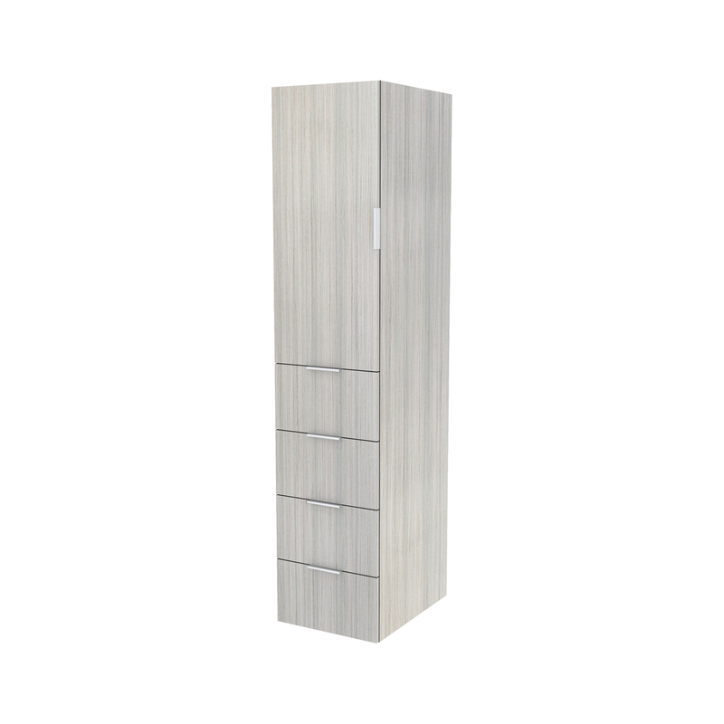 Lugna 2048 x 450 x 580mm Mist 3 Shelf 4 Drawers Left Hinged Door Storage Cabinet