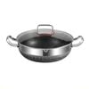 NNEOBA 28cm Non-Stick Frying Pan with Honeycomb Bottom Glass Lid Silver
