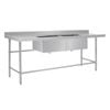 Vogue Dishwasher Inlet Table With Double Bowl Sink 90mm Outlet 2400x700x960mml/h - De475