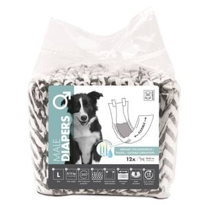 12pc M-Pets Male Dog/Puppy Pet Diapers Breathable Large w/ Witness Indicator