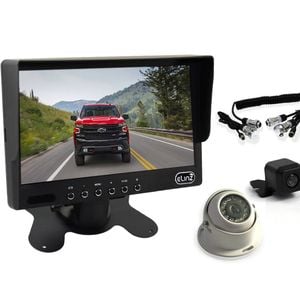 Elinz Caravan Two Camera 4PIN System Trailer cable 7" Monitor HD 12V/24V Reversing CCD Camera Kit
